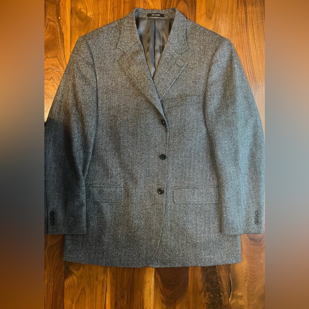 J. Press wool cashmere sports coat herringbone pattern Italian fabric 44 Reg